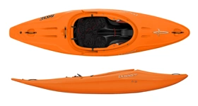 Dagger Axiom 8 whitewater kayak in orange action spec