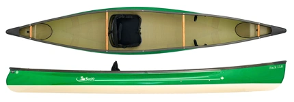 Swift Canoes Pack 13.8 Lightweight Pack Boat Solo Open Canoe With Kayak Style Seat Green Emerald/Champagne 