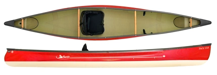 Swift Canoes Pack 13.8 Lightweight Solo Open Canoe With Kayak Style Seat Pack Boat Ruby/Champagne 