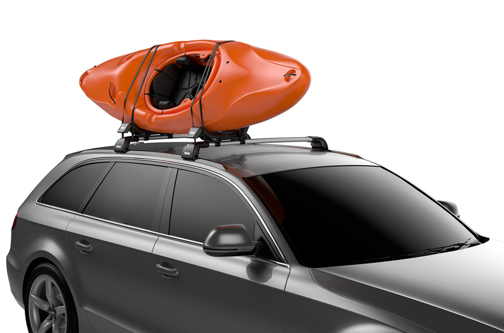 Roof racks for transporting kayaks
