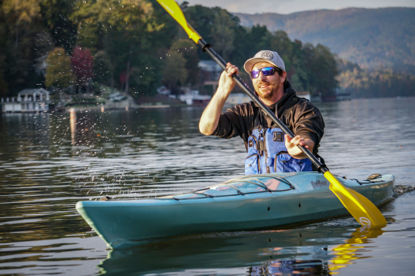 The Feelfree Aventura Touring Kayak being paddling on calm water