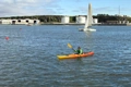 The Riot Edge 15 touring kayak paddling near, Mount Batten, Plymouth Sound