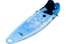 The Riot Escape 9 kids kayak shown in the Blue/White colour option