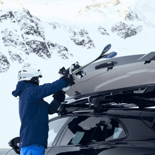 Thule Vector Roof Box easily loaded with dual opening